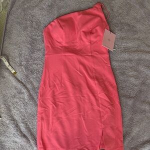 Hello Molly Vibrant Pink One-Shoulder Dress